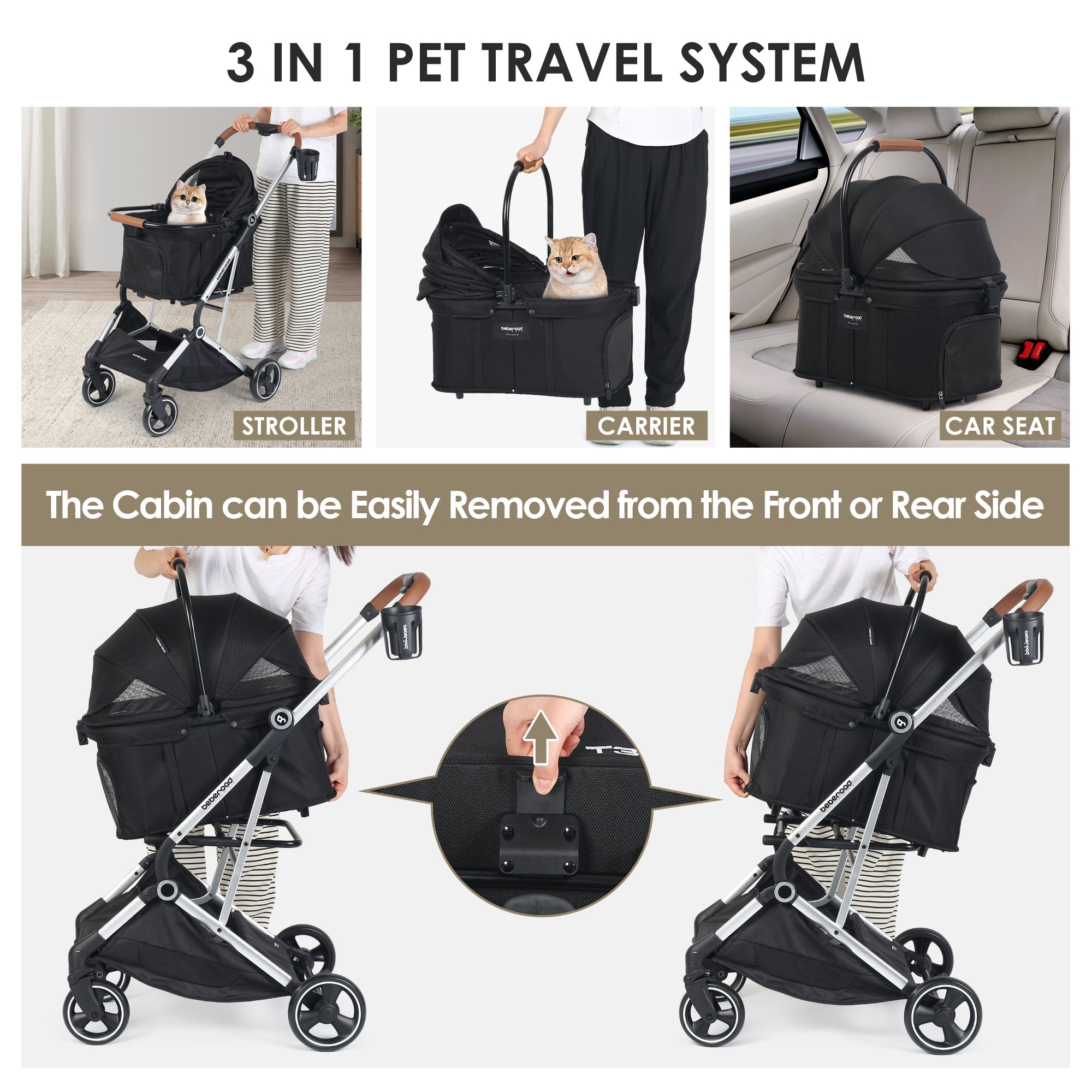 Beberoad T3 Pro 3-in-1-Kinderwagen für Haustiere - Beberoad