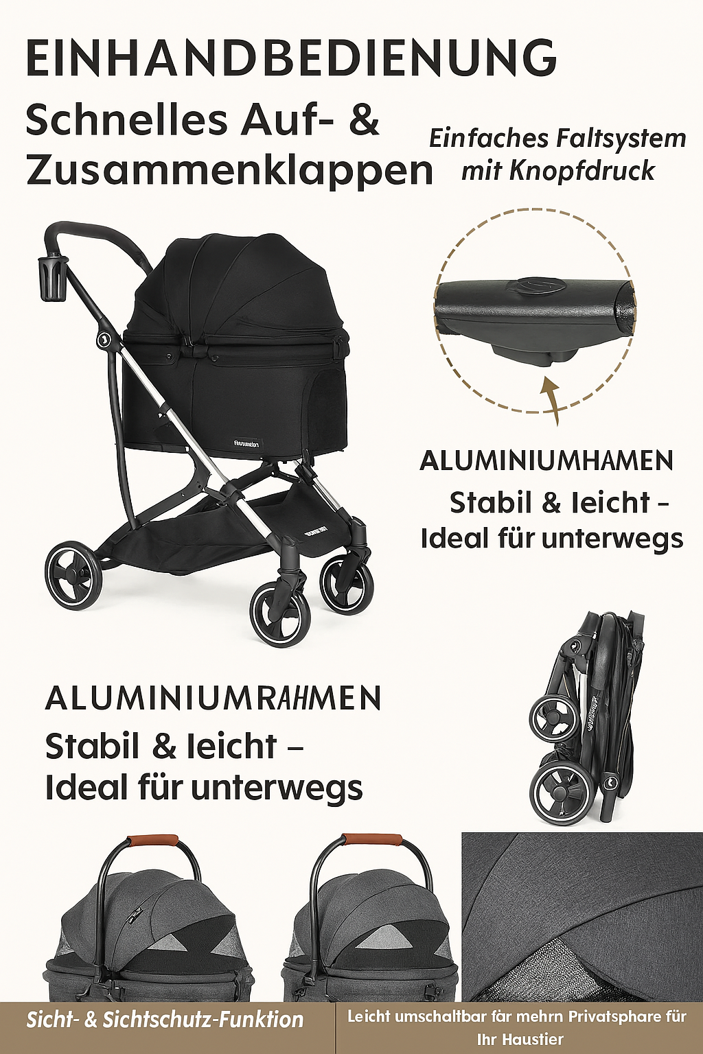 Beberoad T3 3-in-1-Kinderwagen für Haustiere - Beberoad