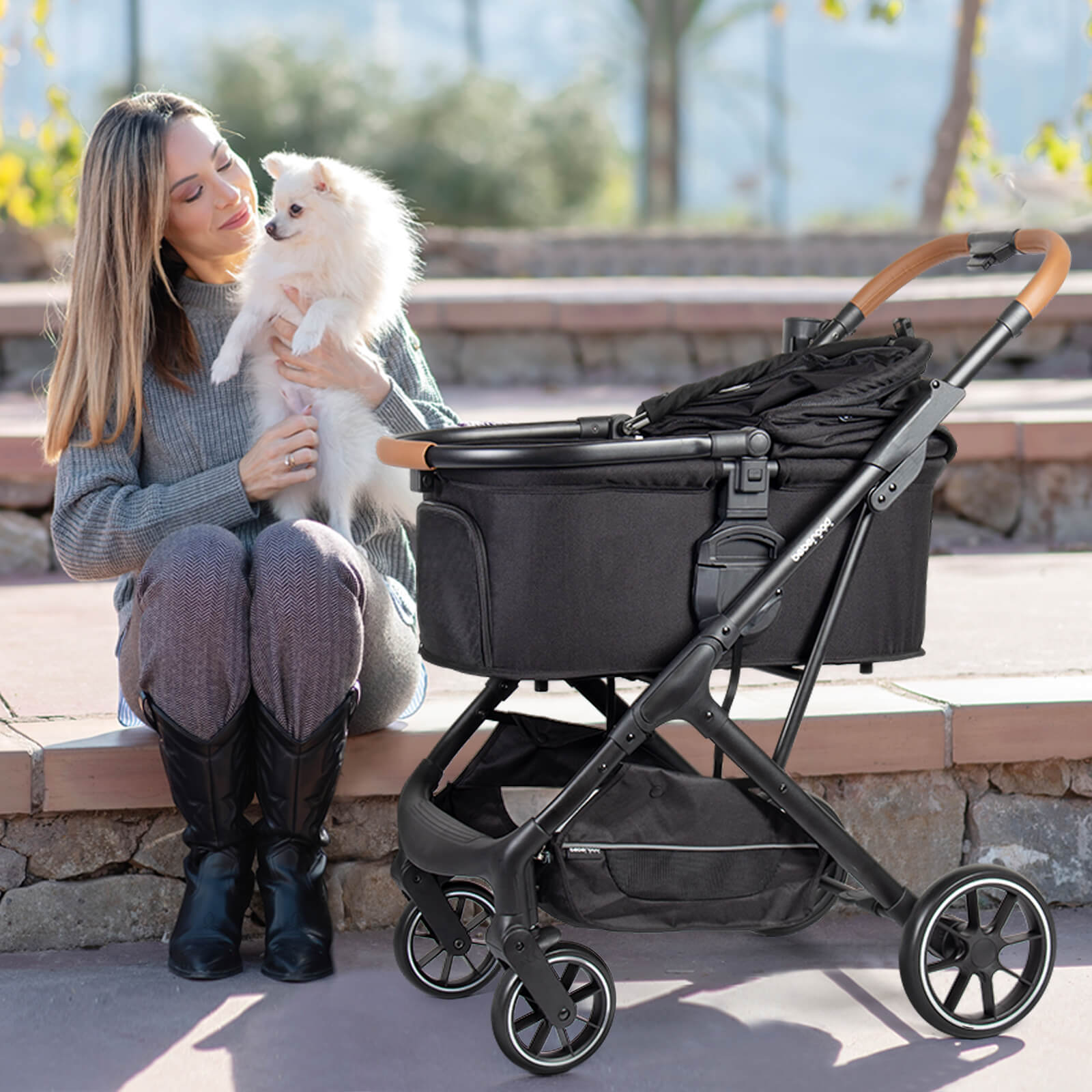 T6 Luxury Pet Stroller for Medium Dog Under 66lbs - Beberoad