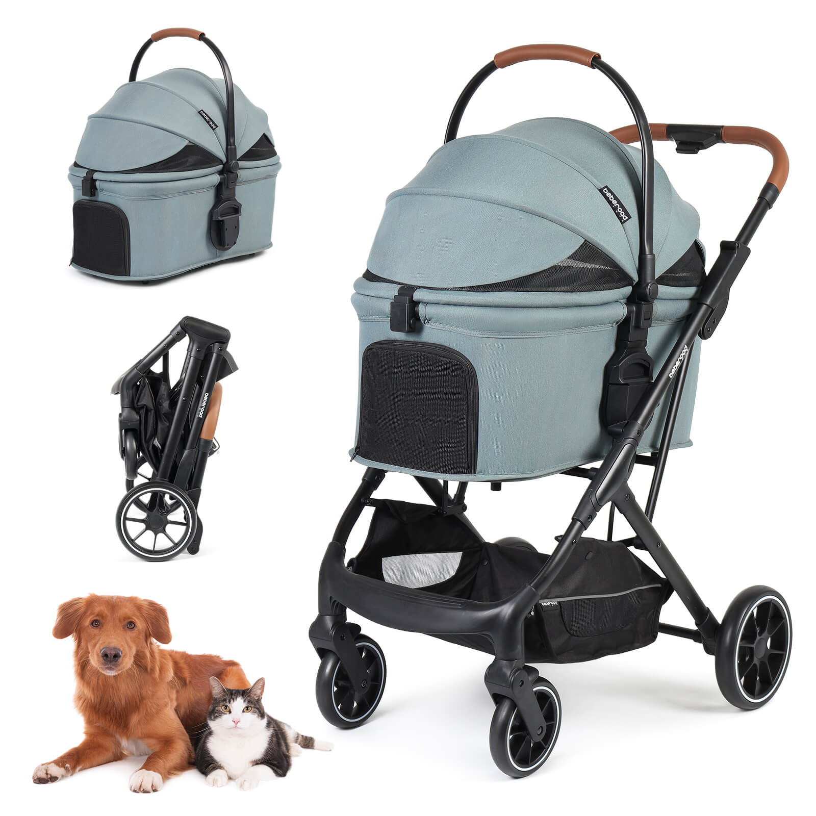 T6 Luxury Pet Stroller for Medium Dog Under 66lbs - Beberoad