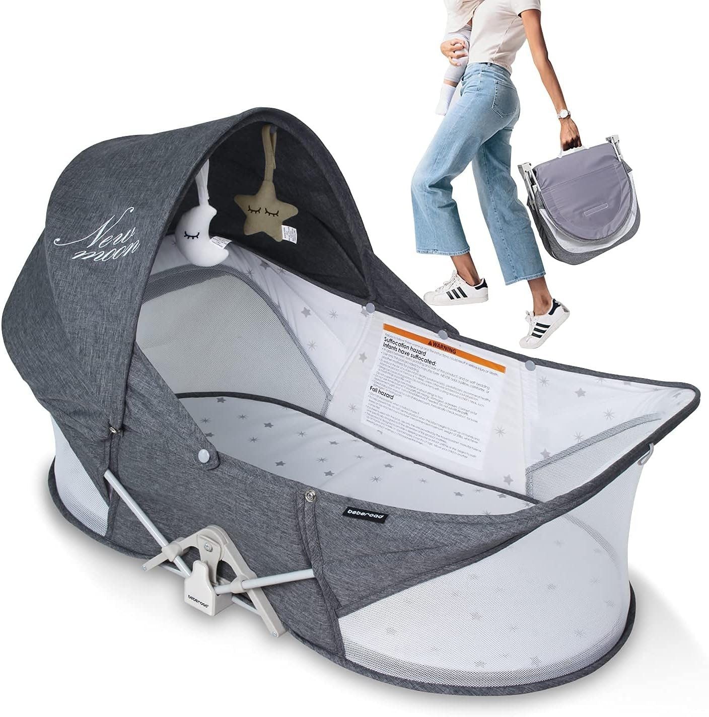 Baby-Reisebett leicht Faltbares Reisebettzelt, Matratze und Tasche - Beberoad