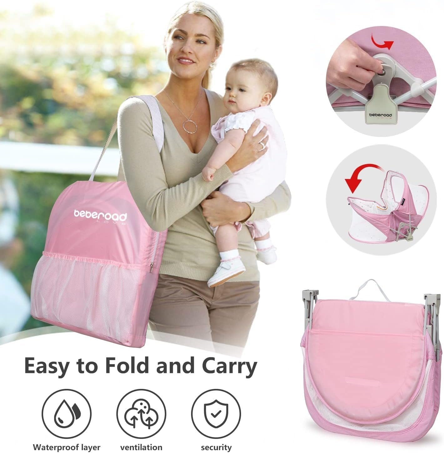 Baby-Reisebett leicht Faltbares Reisebettzelt, Matratze und Tasche - Beberoad