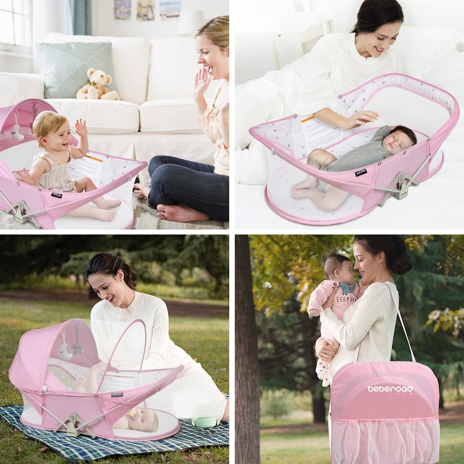 Baby-Reisebett leicht Faltbares Reisebettzelt, Matratze und Tasche - Beberoad