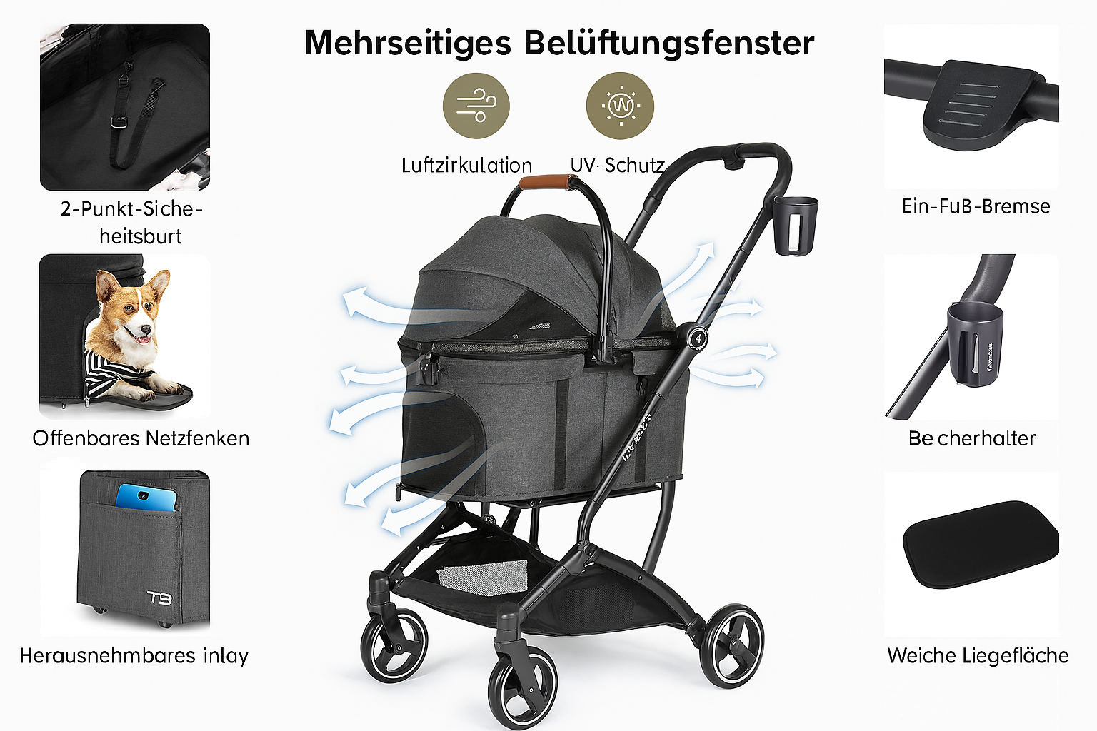 Beberoad T3 3-in-1-Kinderwagen für Haustiere - Beberoad