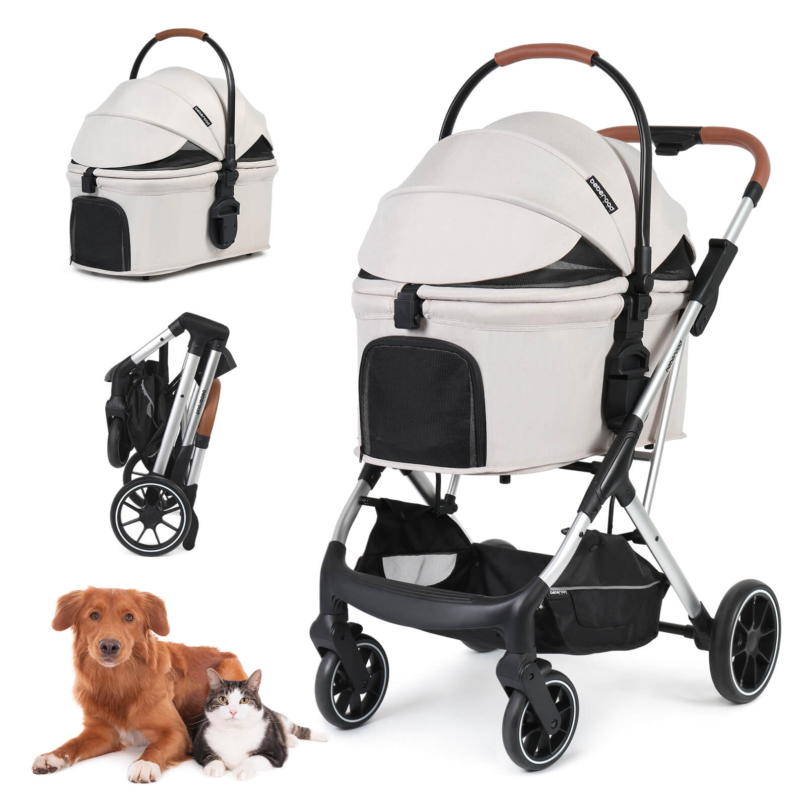 T6 Luxury Pet Stroller for Medium Dog Under 66lbs - Beberoad