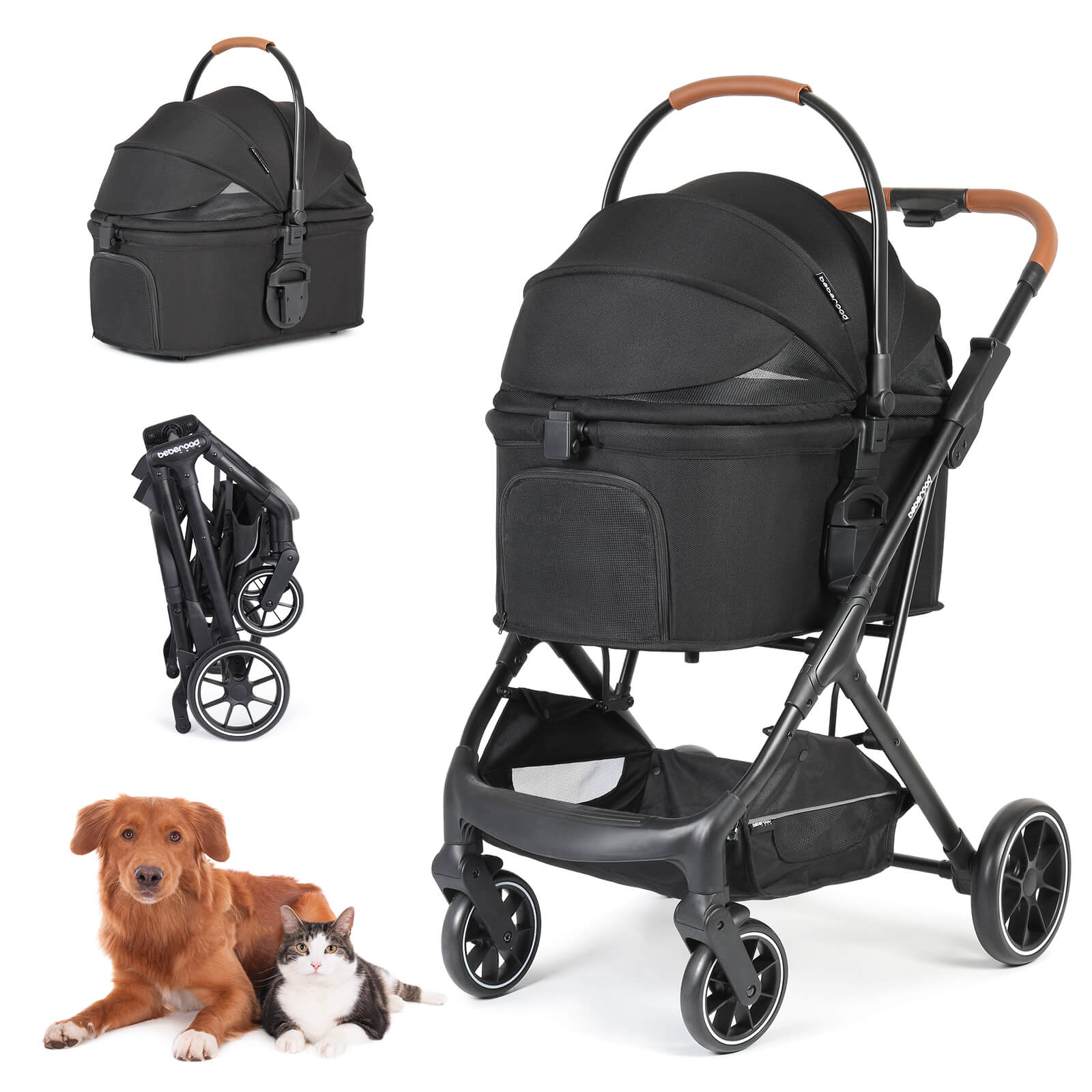 T6 Luxury Pet Stroller for Medium Dog Under 66lbs - Beberoad